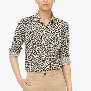 J.Crew NWT Leopard Print Button-up Shirt Top S